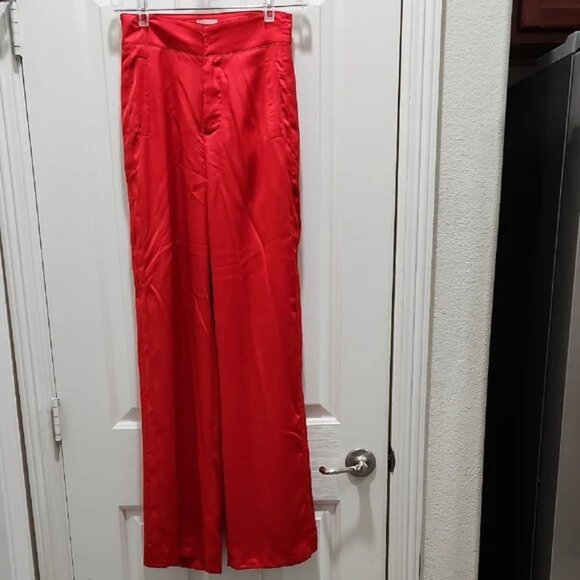 Dee Elly Dresses & Skirts - Red Silk Pant & Off Shoulder Crop Top - 2 piece set